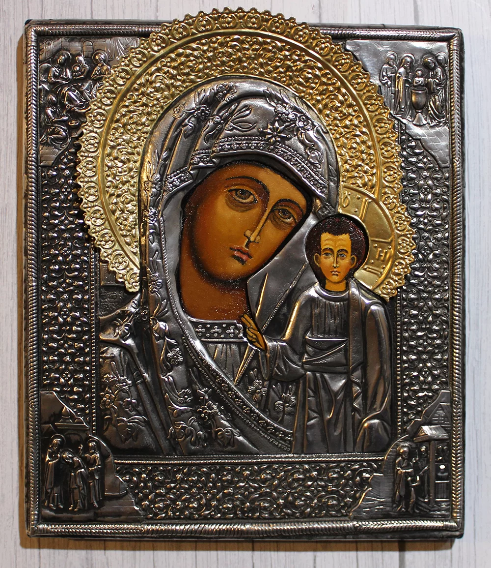 Ikona malowana Matka Boska Kazańska 26x30