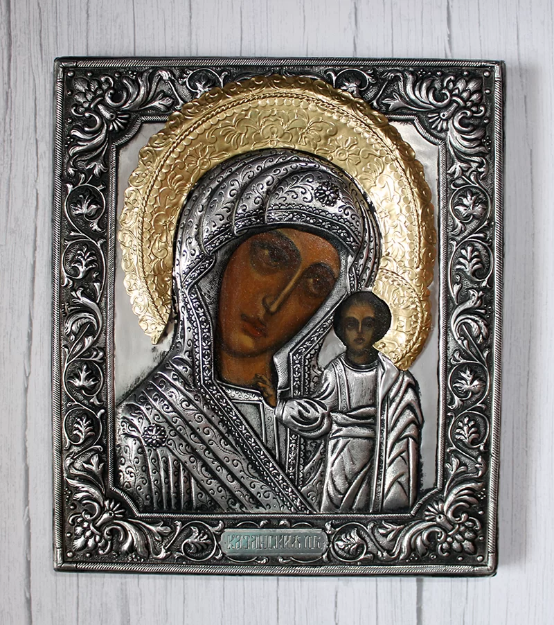 Ikona malowana Matka Boska Kazańska 27,5x31,5 