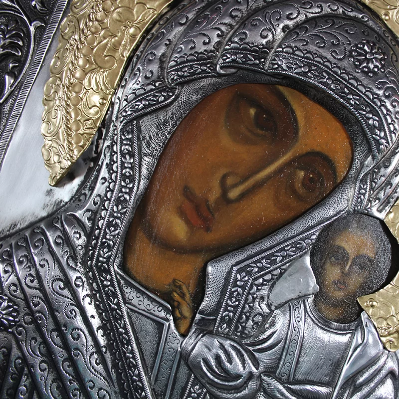 Ikona malowana Matka Boska Kazańska 27,5x31,5 