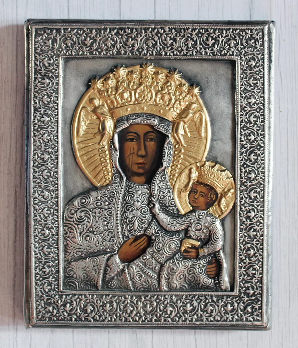 Ikona malowana Matka Boska Częstochowska 19x22,5