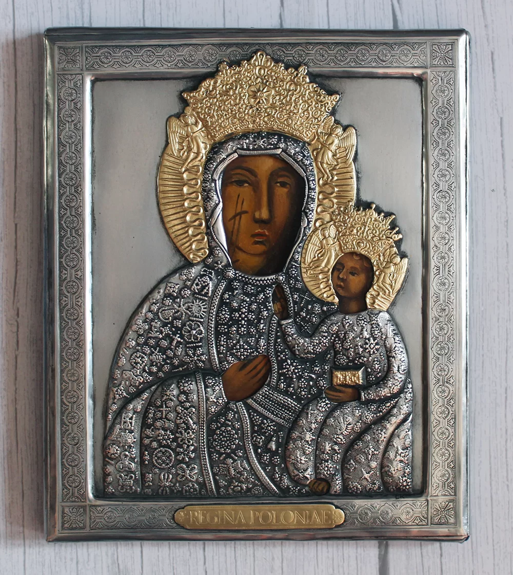 Ikona malowana Matka Boska Częstochowska 21,5x26