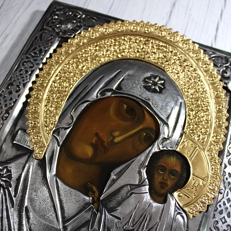 Ikona malowana Matka Boska Kazańska 25x29,5